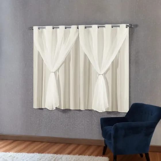 Cortina com Blecaute Blackout Voil Liso 1 Parte 1,40m x 1,80m Cortina Sofisticada para o Melhor Ambiente da sua Casa