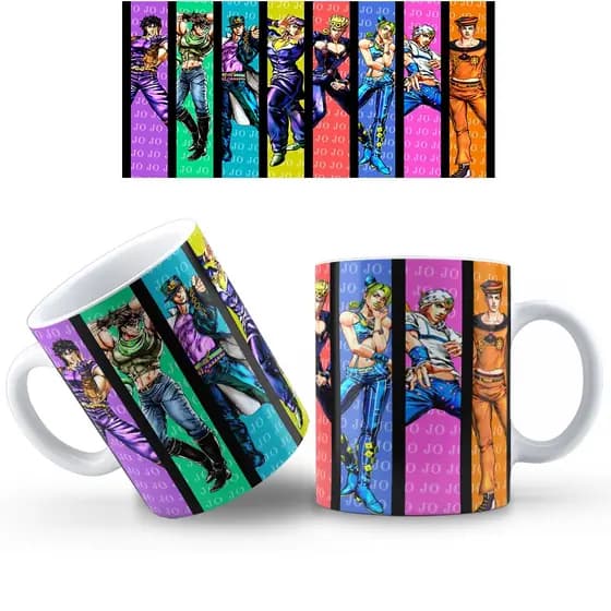 Caneca Jojo's Bizarri Adventure de Porcelana COM NOME - Vários modelos