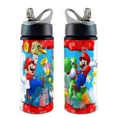 Garrafa/Squeeze Super Marios Bross COM NOME Vários Modelos Com Alça e Bico Retrátil 600 ML