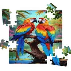 Quebra Cabeça MDF Araras Paisem Floresta 100 Peças Puzzle Oferta!