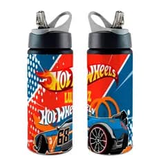 Garrafa Squeeze HotWheels COM NOME Com Alça e Bico Retratil 600 ML
