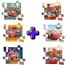 Kit 6 Quebra-cabeças Mdf  Jogo Infantil Mcqueen Carros - 16 Peças Cada Vários Modelos