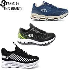 Kit 3 Tênis Infantil Menino Cano Curto Reforçado Confortavel Modelos Diferentes Poucas Unidades