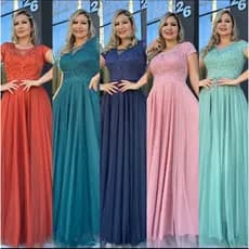 Vestido Festa MANOELA Madrinha Debutante Formatura com renda e tule