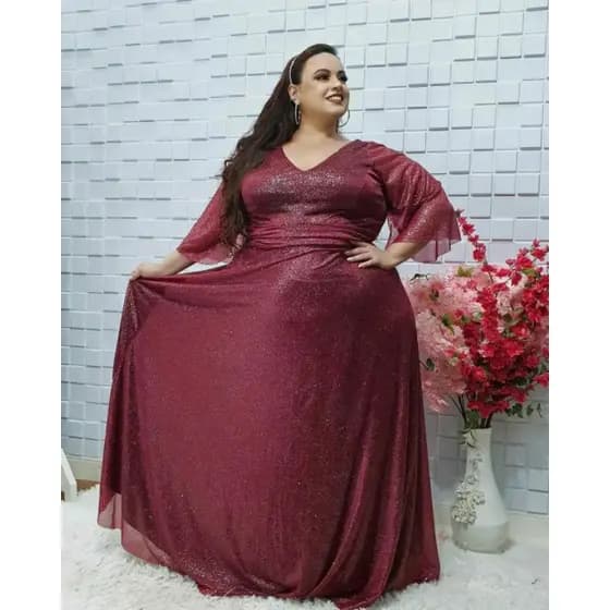 Vestido IVONE PLUS SIZE longo festa madrinha convidada formatura debutante Plus Size