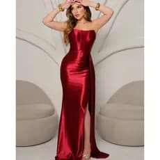 Vestido SERENA Feminino Longo de Festa Tomara que caia Sereia Brilhante Formatura Casamento. Trançado nas costas