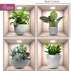 Adesivos 30 CM X 40 CM criativos 3D de plantas verdes decoração parede - FY802641