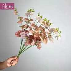 Buquê de Eucalipto com 16 flores folhas de Eucalipto Plantas Verdes Artificiais para Montagem de Arranjos - A-49