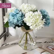 Buquê de Pompom Artificial Grande com 9 Flores Ideal para Decoração de Arranjos, Casa, Casamentos e Eventos - BY800578