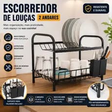 ESCORREDOR DE LOUÇAS MODERNO 2 ANDARES PREMUIM PRETO
