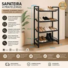 SAPATEIRA ORGANIZADORA MULTIUSO 4 ANDARES MODERNA RESISTENTE ORGANIZAÇÃO