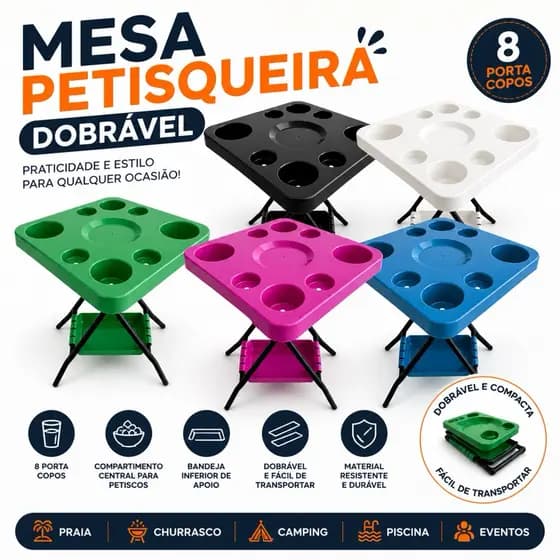 Petisqueira Dobrável Multiuso Portátil