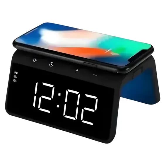 Carregador Indução + Relógio Despertador (PRETO)