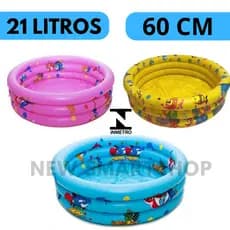 Piscina Inflável Infantil 60cm 21 Litros Criança Bebê Verão Praia Piscina Jardim