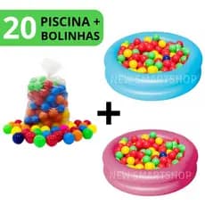 Piscina de Bolinha 20 Bolinhas + Piscina Inflável Infantil 60 Cm Redonda Menino Menina Verão Criança Praia Jardim