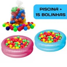 Piscina de Bolinhas Inflável Infantil 60 Cm + 15 Bolinhas Coloridas Piscina Redonda Menino Menina Verão Criança Praia Jardim