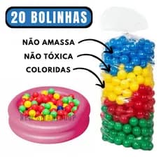 20 Bolinhas Plásticas Coloridas para Piscina Infantil Bolinha 76mm Não Amassa