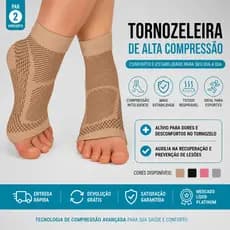 Meia Tornozeleira Compressão Ortopédica para Fascite Plantar, Entorse e Dor no Tornozelo (Par) OMG!