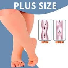 Meia De Compressão Plus Size 3/4 MODELO SUPER CONFORT Sem Ponteira p/ Inchaços Varizes Tromboses Edemas
