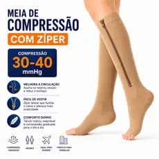 Meia Compressão 30-40mmHg com Zíper 3/4 Unissex para Varizes Inchaço Circulação Pernas Cansadas
