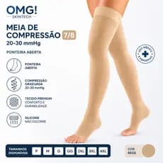 Meia Compressão 7/8 PREMIUM 20-30mmHg Ponteira Aberta Varizes Inchaço Pós Cirúrgica OMG! Skintech
