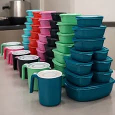 kit jogo de 11 peças + 1 Jarra com Tampa coisa de cozinha Potes Plásticos Vedação Alimentos