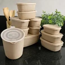 Kit Conjuntos de Potes Plásticos Herméticos para Mantimentos de Cozinha com Jarra