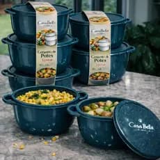 Kit 8 Potes 1L CasaBella com Tampa | Design Moderno, Plástico Resistente, Empilháveis