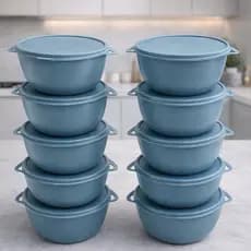 Kit 10 Bowls 1L com Tampa | Empilhável | Plástico Resistente | Ideal para Alimentos Exelente!