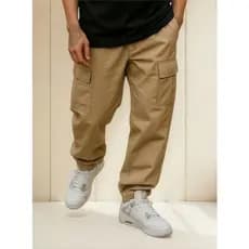 CALÇAS CARGO PRETA/ BEGE MASCULINA LARGA 6 BOLSOS UNISSEX SKATE SARJA ALGODÃO DO P AO GG