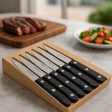 Conjunto De Facas Inox 6 Peças Antiaderente Com Cabo Reforçado Churrasco Cozinha