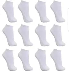 Kit 12 Pares Meias Brancas Soquete Unissex Cano Curto Confortável Macia Caminhada Esporte Trabalho Dia a Dia 40 ao 46