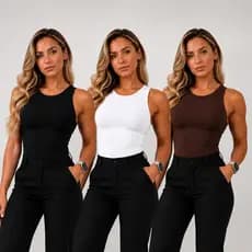 Kit 2 Regata Blusa Feminina em Suplex P ao GG