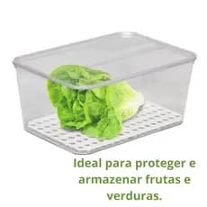 Porta Salada Legumes Frutas Organizador Salada com Tampa e Grade Organizador Geladeira Acrílico