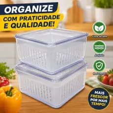 Organizadores Geladeira Acrílico 1 L Com Cesto e Tampa Multiuso Alimentos Futas Verduras