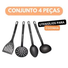 Kit de Concha Cozinha 4 Peças Utensilhos Resistentes Espátula Colheres Kit Escumadeira Concha