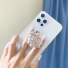 Punhos Telefônicos De Cisne Transparente Cor Clara Griptok Suporte Para Airbag Celular Simples