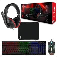KIT GAMER PRETO COM TECLADO MEMBRANA, MOUSE 1600 DE DPI, HEADSET E MOUSEPAD EG-54 STARTER EVOLUT