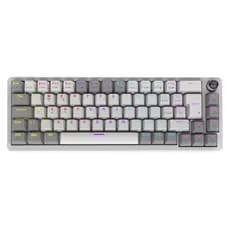 TECLADO MECANICO CINZA E BRANCO 65% PCYES MECKA WHITE GHOST SWITCH BLUE RAINBOW COM FIO