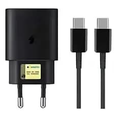 Carregador Para Samsung Turbo 45w S22 S23 S24 Plus S24 Ultra Preto