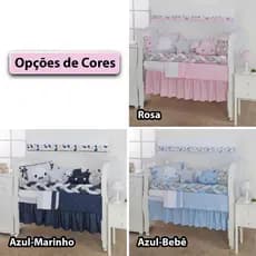 Kit 12 peças para MINI BERÇO bordado com saia lençol trança - menino e menina