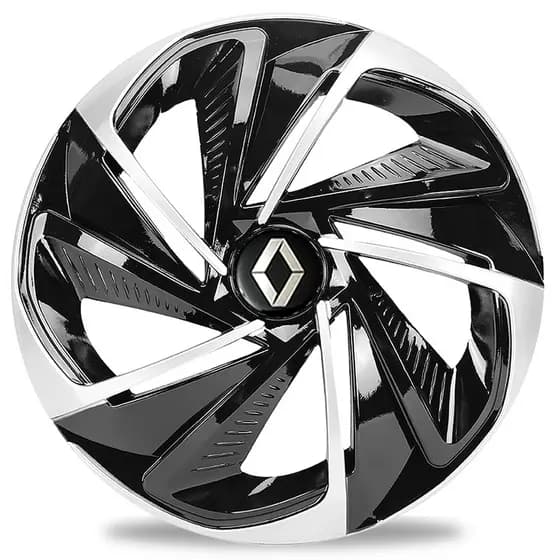 Calota Esportiva Nitro Aro 14 Black Silver Renault Clio Sandero Logan