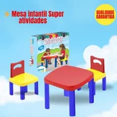 Mesa Mesinha Infantil Didática Criança Com 2 Cadeirinhas