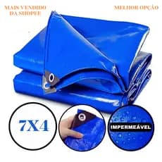 Lona Impermeável 7x4 Premium - 100 micrasProteção Plástica Reforçada com Ilhós carreteiro barco camping caminhao