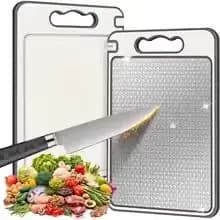 Tábua De Corte Dupla Face De Titânio Premium Aço Inoxidável De Qualidade Alimentar Para Cozinha E Sala De Jantar bpa fre