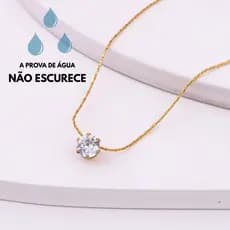 Colar Dourado Ponto de Luz Extra Fino Feminino Aço Inoxidável Antialérgico Elegante Luxo Moderno
