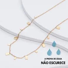 Colar Dourado Multi Retângulos Mini Feminino Aço Inoxidável Antialérgico Elegante Moderno Luxo
