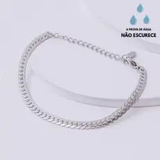 Pulseira Corrente Grumet Fita Prata Aço Inoxidável Hipoalergênica Não Escurece Luxo Joia Premium
