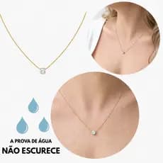 Colar Feminino Ponto Luz Dourado Extra Fino Aço Inoxidável Delicado Corrente Pingente Minimalista