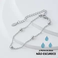Pulseira Bolinhas Aço Inoxidável Prata Feminina Minimalista Joia Antialérgica Casual Elegante Moda